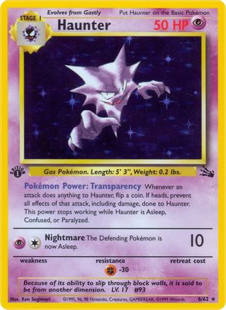 Haunter 006/62 - 1st Edition Holofoil Fossil