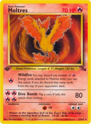 Moltres 027/62 - 1st Edition Fossil
