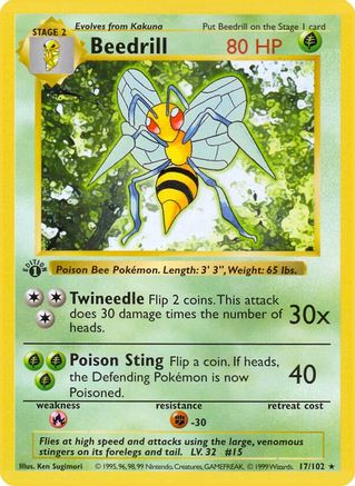 Beedrill 017/102 - 1st Edition Base Set