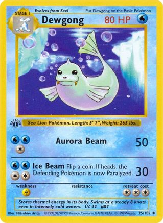 Dewgong 025/102 - Shadowless Base Set