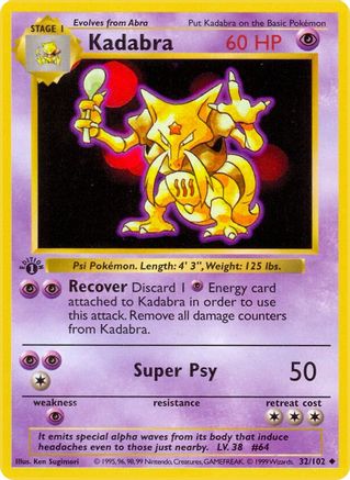 Kadabra 032/102 - 1st Edition Base Set