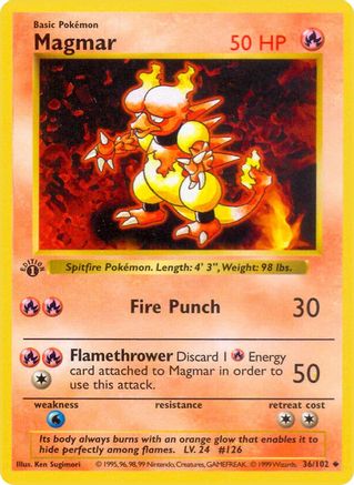 Magmar 036/102 - Shadowless Base Set