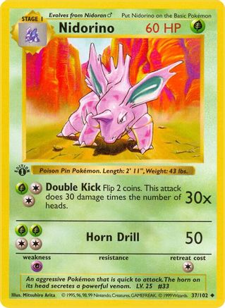 Nidorino 037/102 - 1st Edition Base Set