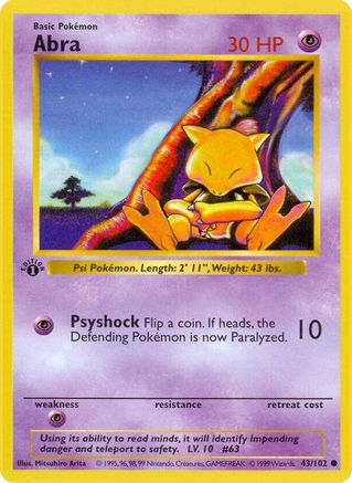 Abra 043/102 - Shadowless Base Set