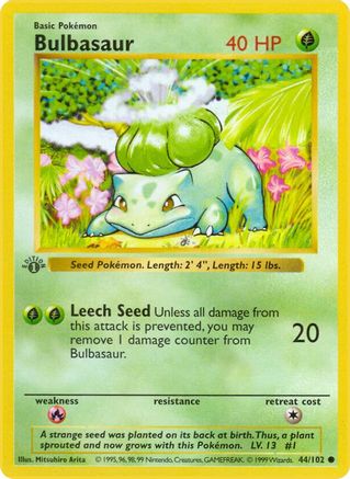 Bulbasaur 044/102 - 1st Edition Base Set