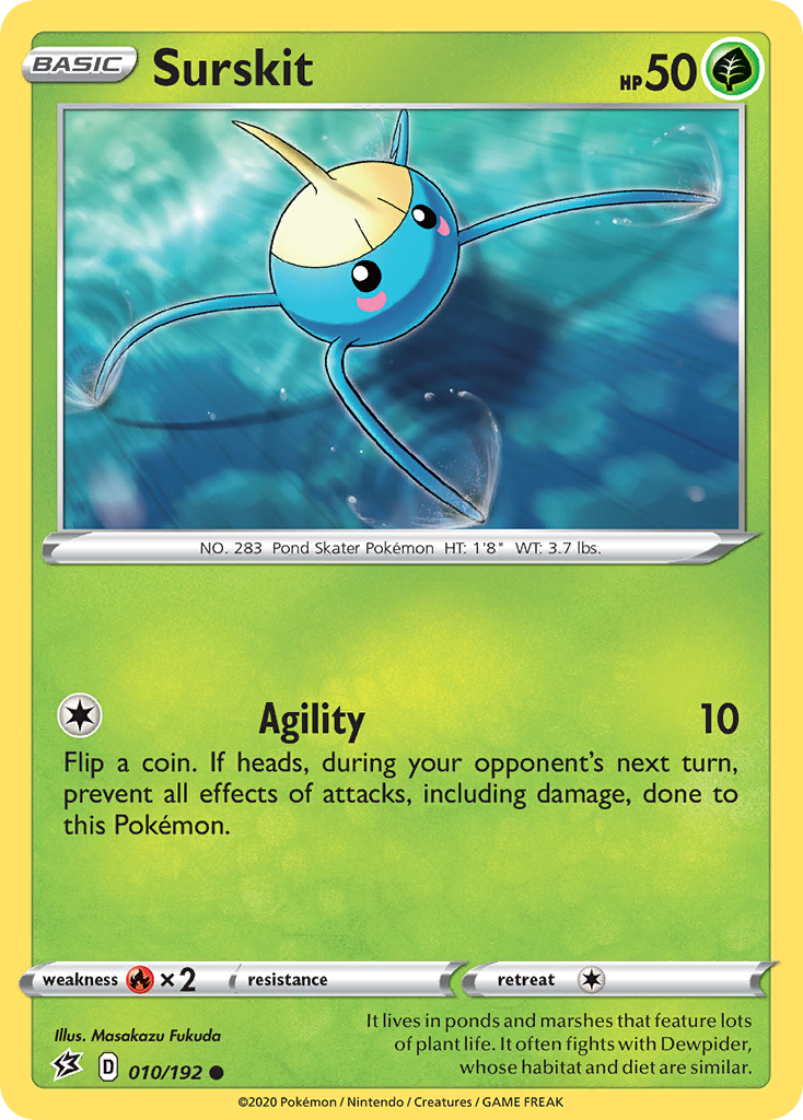 Surskit 010/192 - Reverse Holofoil Rebel Clash