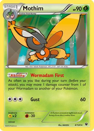 Mothim 004/124 - Reverse Holofoil XY Fates Collide