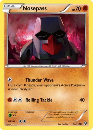Nosepass 054/114 - Reverse Holofoil XY Steam Siege