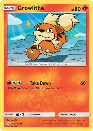 Growlithe 021/149 - Reverse Holofoil SM Base Set
