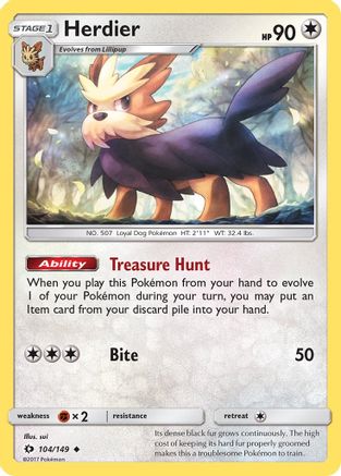 Herdier 104/149 - Reverse Holofoil SM Base Set