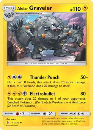 Alolan Graveler 041/145 - Reverse Holofoil SM Guardians Rising