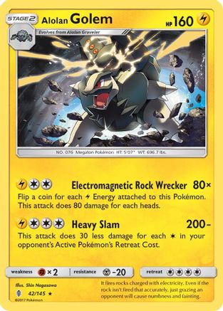 Alolan Golem 042/145 - Reverse Holofoil SM Guardians Rising