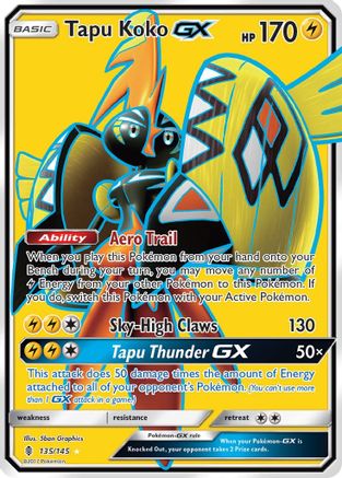 Tapu Koko GX (Full Art) 135/145 - Holofoil SM Guardians Rising