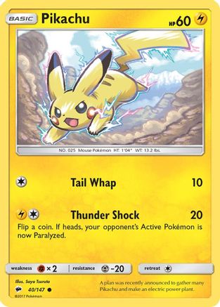 Pikachu 040/147 - Reverse Holofoil SM Burning Shadows