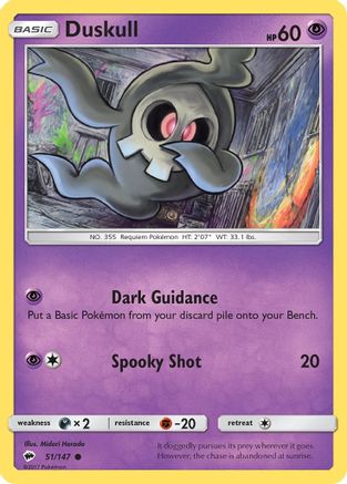 Duskull 051/147 - Reverse Holofoil SM Burning Shadows