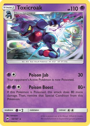 Toxicroak 055/147 - Reverse Holofoil SM Burning Shadows