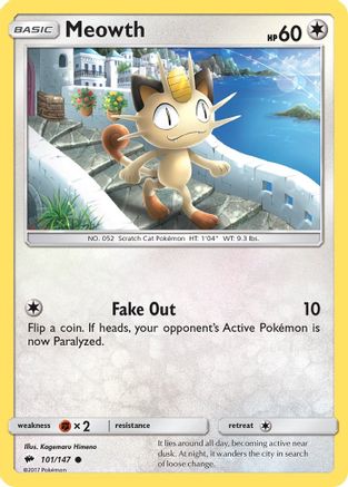 Meowth 101/147 - Reverse Holofoil SM Burning Shadows