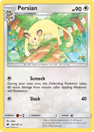 Persian 102/147 - Reverse Holofoil SM Burning Shadows