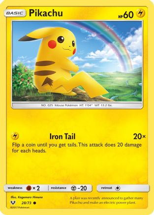 Pikachu 028/73 - Reverse Holofoil Shining Legends