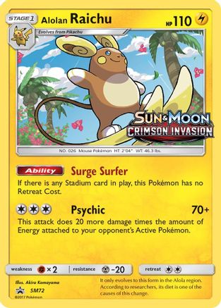 Alolan Raichu (Prerelease) SM72 - Holofoil SM Promos