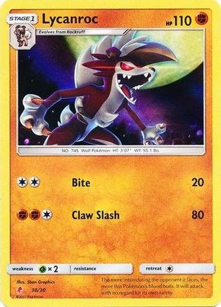 Lycanroc (#30 Holofoil) (#30 Holofoil) 030 - Holofoil SM Trainer Kit Lycanroc & Alolan Raichu