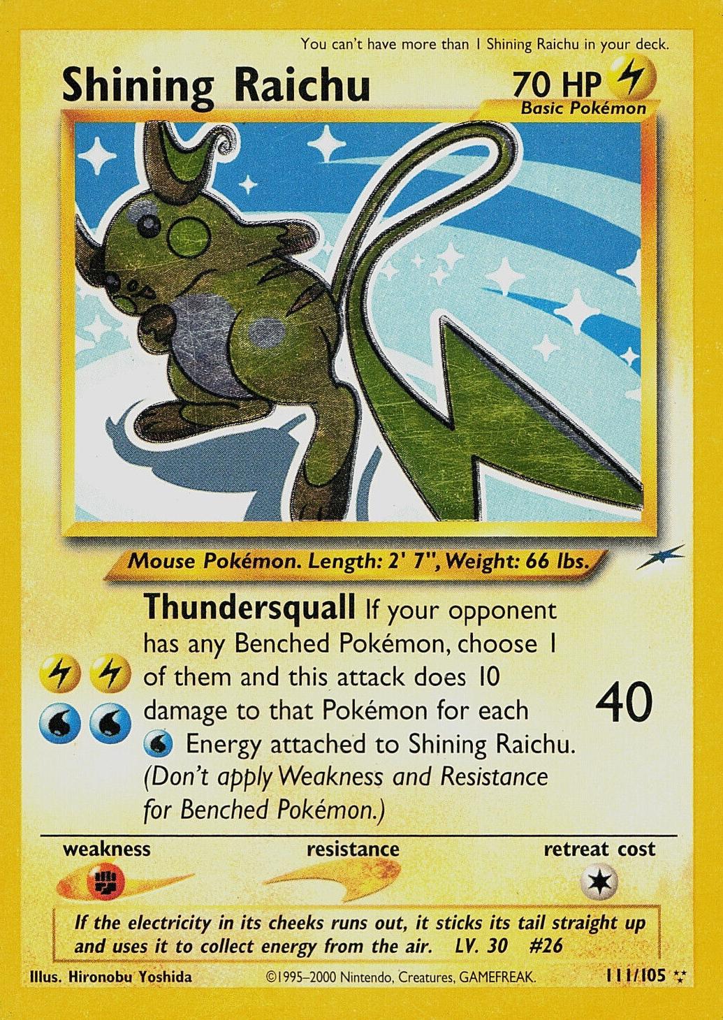 Shining Raichu 111/105 - Unlimited Holofoil Neo Destiny