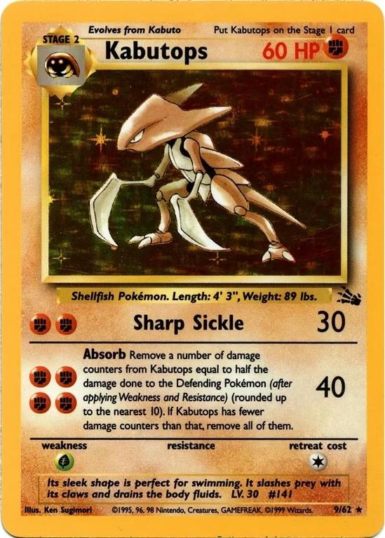 Kabutops 009/62 - Unlimited Holofoil Fossil