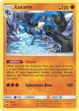 Lucario (SM - Burning Shadows) 071 Deck Exclusives