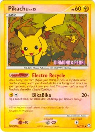 Pikachu (Diamond & Pearl) 094/123 - Reverse Holofoil Burger King Promos
