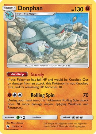 Donphan 112 - Reverse Holofoil SM Lost Thunder