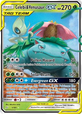 Celebi & Venusaur GX 001/181 - Holofoil SM Team Up
