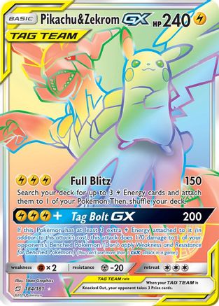 Pikachu & Zekrom GX (Secret) 184 - Holofoil SM Team Up