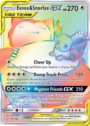 Eevee & Snorlax GX (Secret) 191 - Holofoil SM Team Up