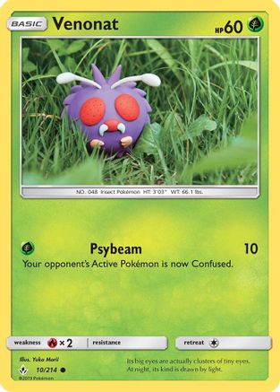 Venonat (10) (10) 010/214 - Reverse Holofoil SM Unbroken Bonds