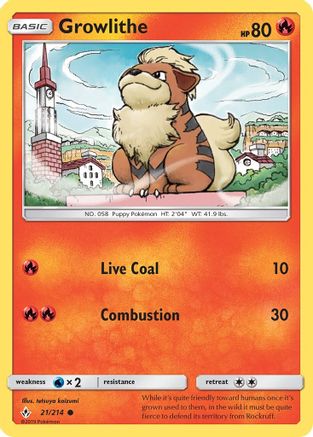 Growlithe 021/214 - Reverse Holofoil SM Unbroken Bonds