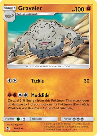 Graveler 034/68 - Reverse Holofoil Hidden Fates