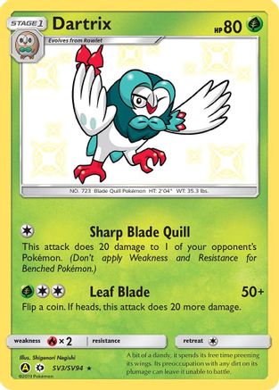 Dartrix SV3/SV94 - Holofoil Hidden Fates Shiny Vault