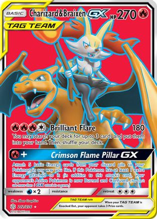 Charizard & Braixen GX (Full Art) 212 - Holofoil SM Cosmic Eclipse