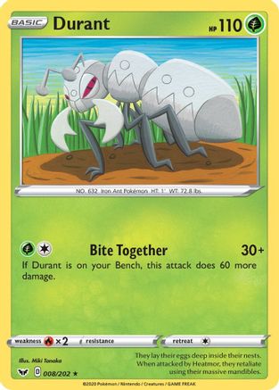 Durant 008/202 - Reverse Holofoil Sword & Shield Base Set