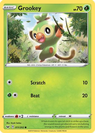 Grookey (011) (011) 011/202 - Reverse Holofoil Sword & Shield Base Set