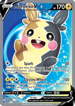 Morpeko V (Full Art) 190/202 - Holofoil Sword & Shield Base Set