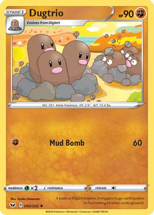Dugtrio 093/202 - Reverse Holofoil Sword & Shield Base Set