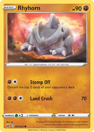 Rhyhorn (097) (097) 097/202 Sword & Shield Base Set