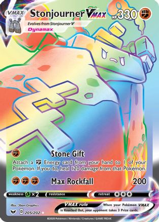 Stonjourner VMAX (Secret) 205/202 - Holofoil Sword & Shield Base Set