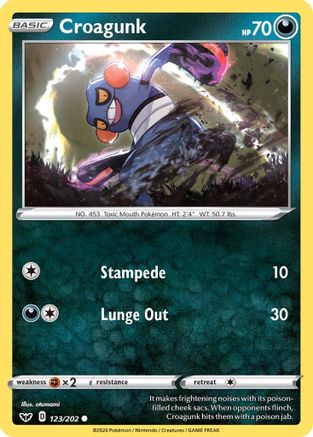 Croagunk 123/202 - Reverse Holofoil Sword & Shield Base Set