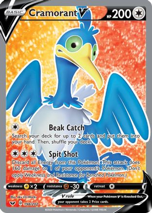 Cramorant V (Full Art) 198/202 - Holofoil Sword & Shield Base Set