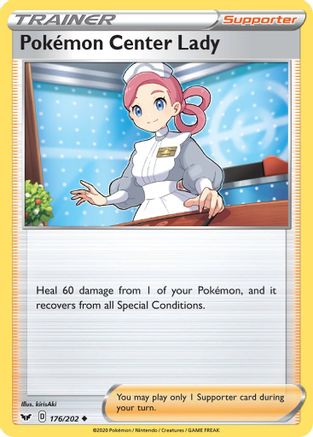 Pokemon Center Lady 176/202 - Reverse Holofoil Sword & Shield Base Set