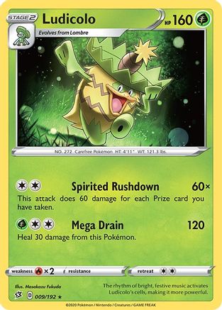 Ludicolo 009/192 - Reverse Holofoil Rebel Clash