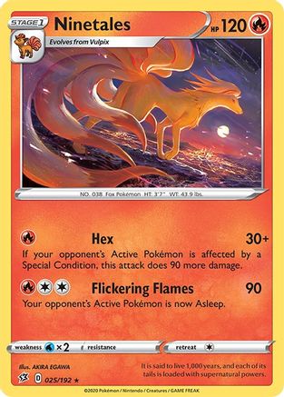 Ninetales 025/192 - Reverse Holofoil Rebel Clash