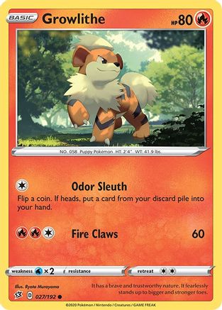 Growlithe 027/192 - Reverse Holofoil Rebel Clash